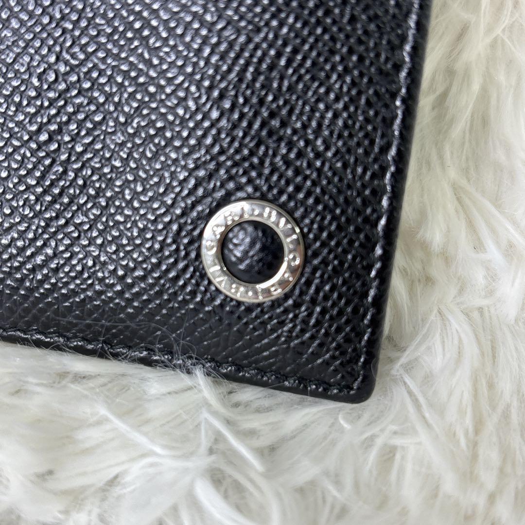 BVLGARI ブルガリブルガリマンブラック レザー 二つ折り財布