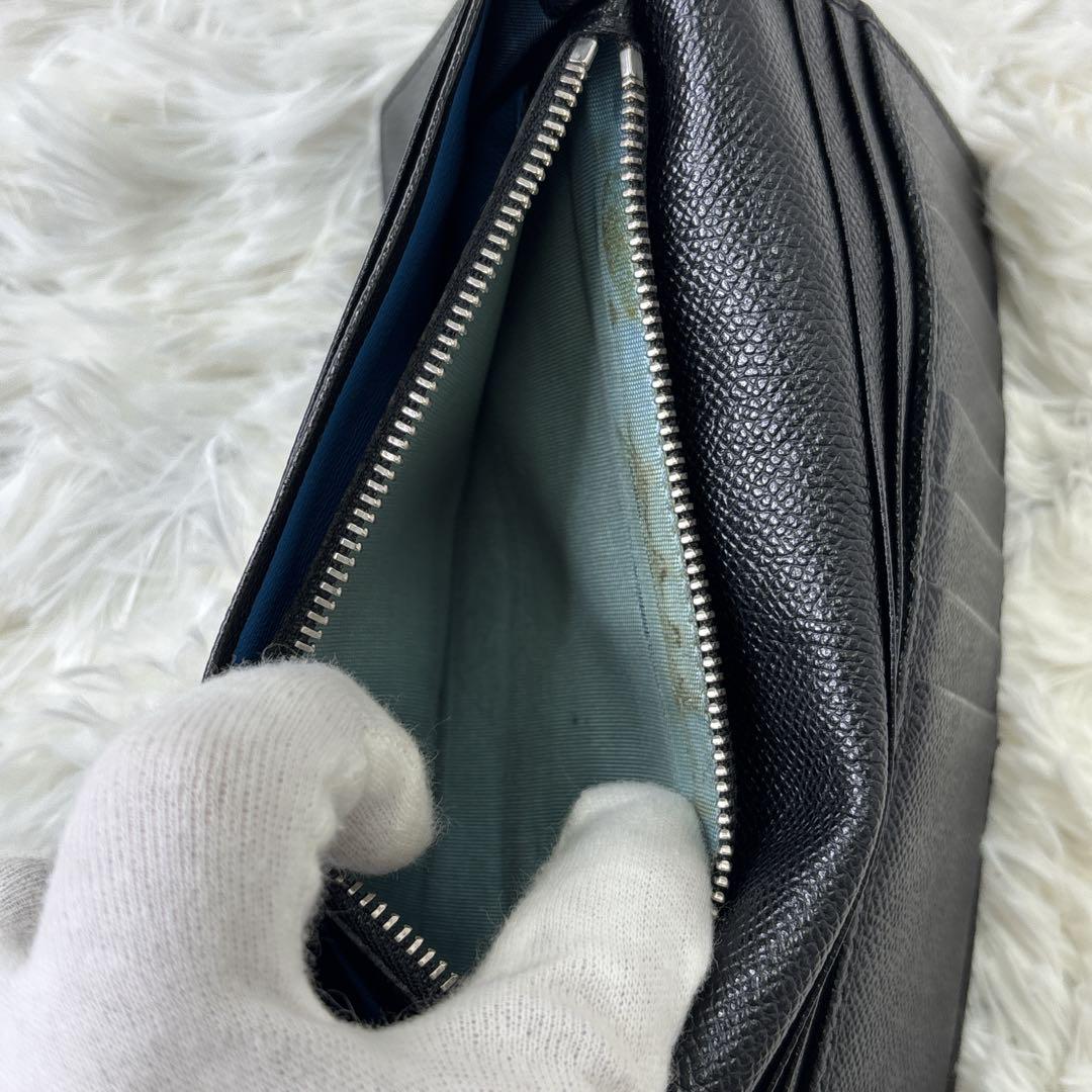 BVLGARI ブルガリブルガリマンブラック レザー 二つ折り財布