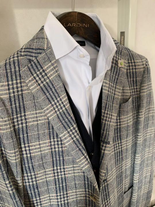 美品 ラルディーニ LARDINI グレンチェック ジャケット 春夏