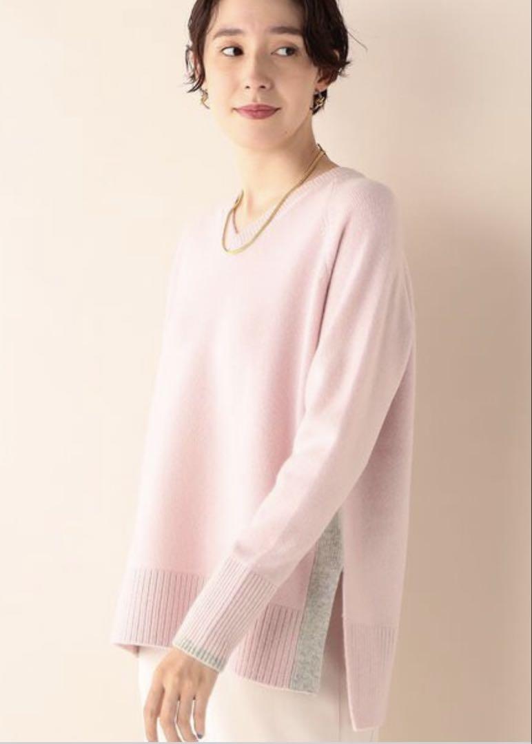 NOLLEY'S カシミヤブレンド　Vネックプルオーバーニット　ピンク　春色 NOLLYS カシミヤブレンドVネックプルオーバーニット ベビーピンク