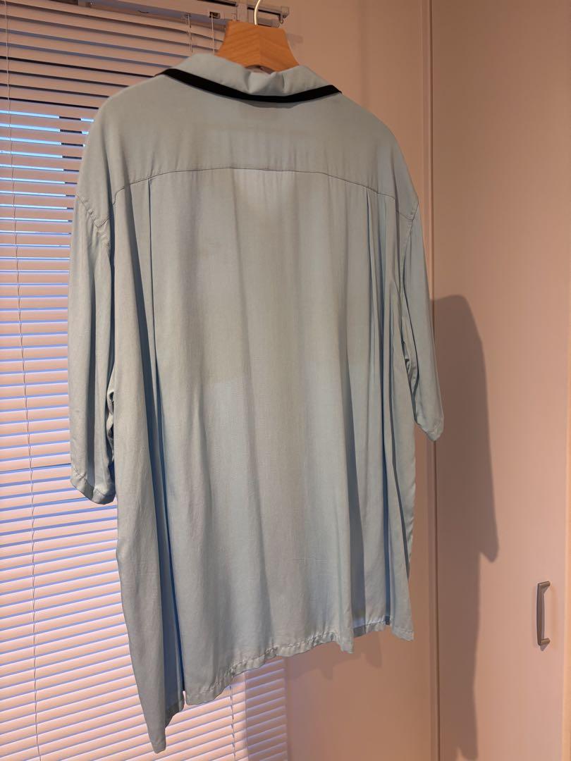 セリーヌ 21SS ボーリングシャツ ロゴ刺繍 半袖シャツ 43 S 青