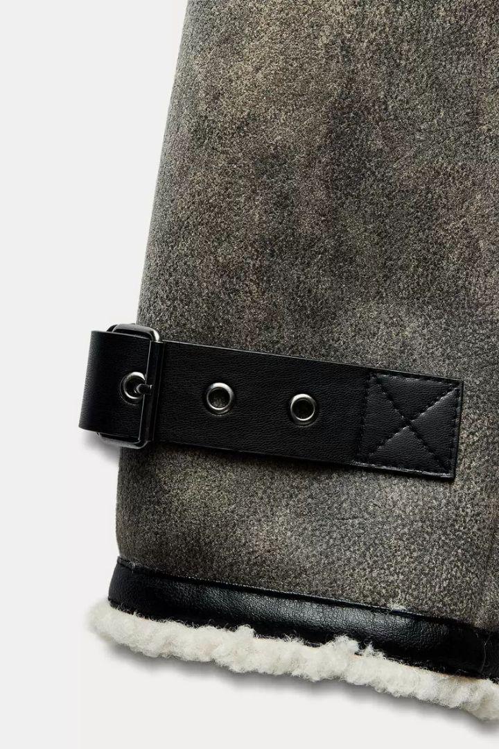 新品 ZARA ライダースジャケット ダブルフェイス ムートンジャケット