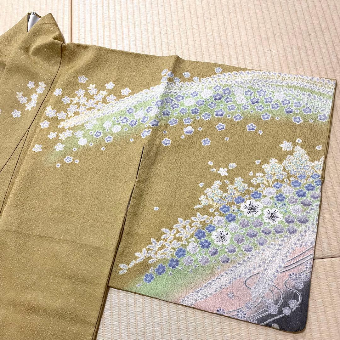 辻が花 絞り 染め 相良刺繍 銀通し 訪問着 紋なし