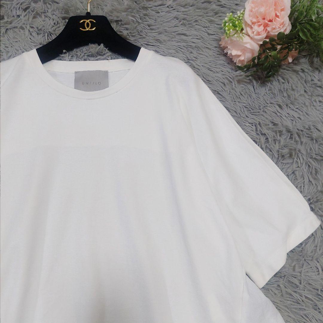 美品 UNFILO 大きいサイズ 44 洗える 切り替え Aライン カットソー