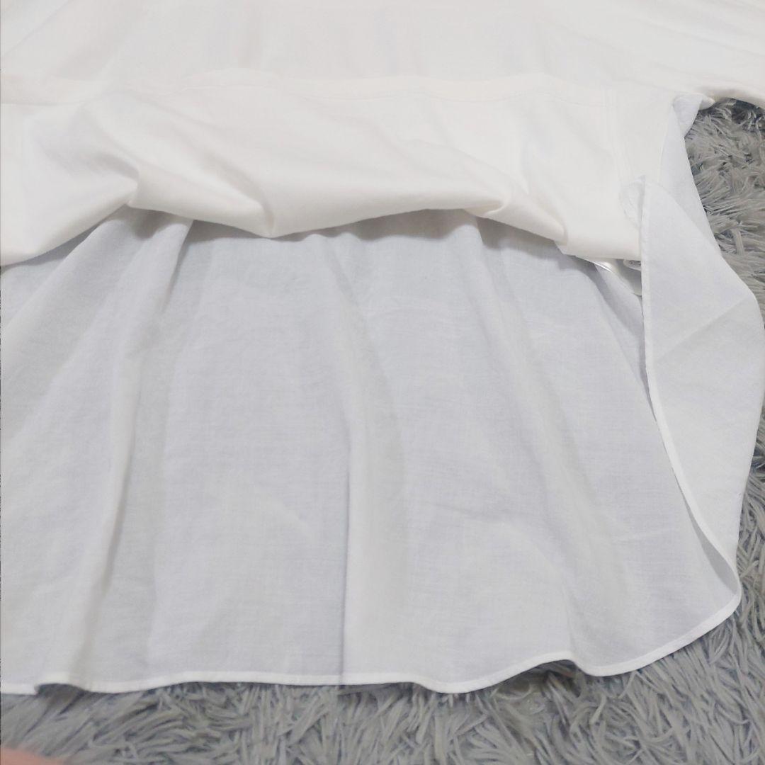美品 UNFILO 大きいサイズ 44 洗える 切り替え Aライン カットソー