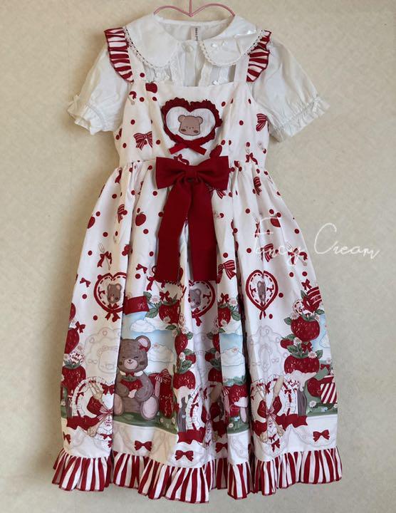みちゃまる様専用 2点。.ʚ くまたんのいちご摘み ɞ .。おりぼんジャンスカ みちゃまる様専用 2点。.ʚ くまたんのいちご摘み ɞ .。おりぼんジャンスカ