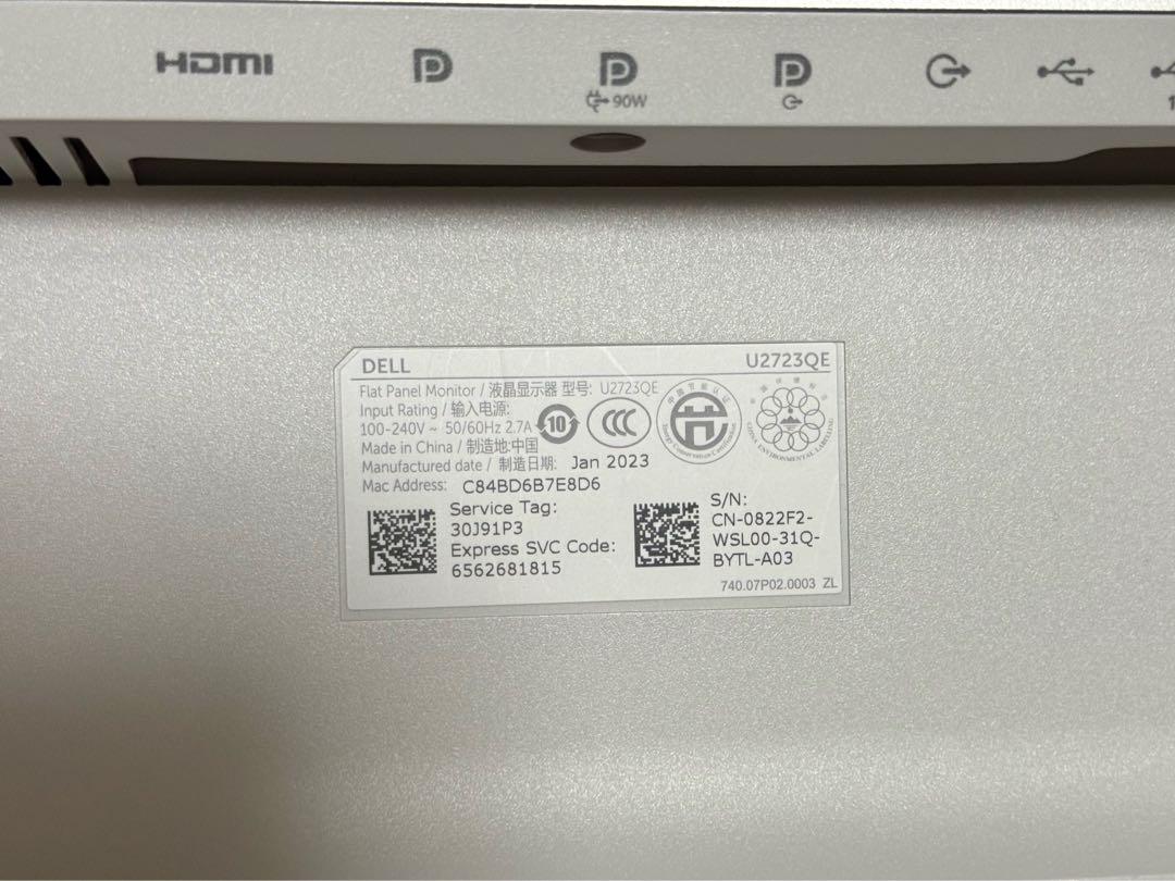 美品 DELL U2723QE 27インチ 4K モニター IPS Black