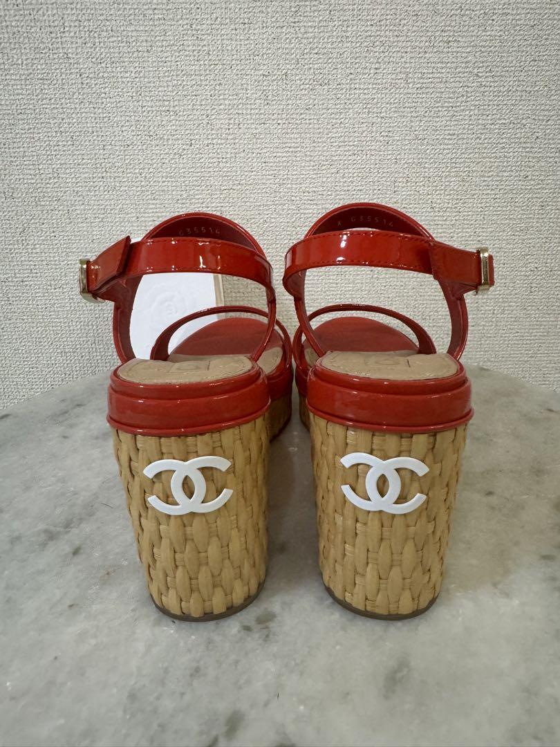 シャネル　パテントストローココマーク　37サイズ