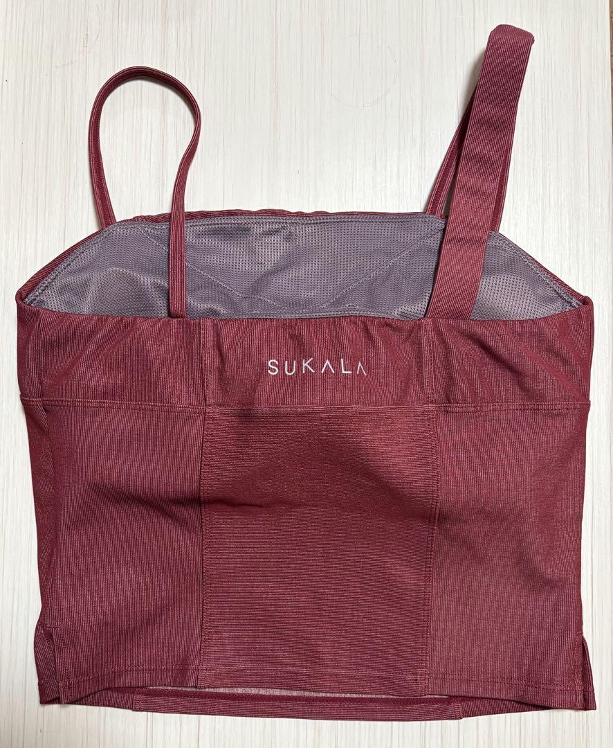 工場直売 SUKALA リブデニムショートキャミソール ローズコッパー Lサイズ ヨガ・ピラティス