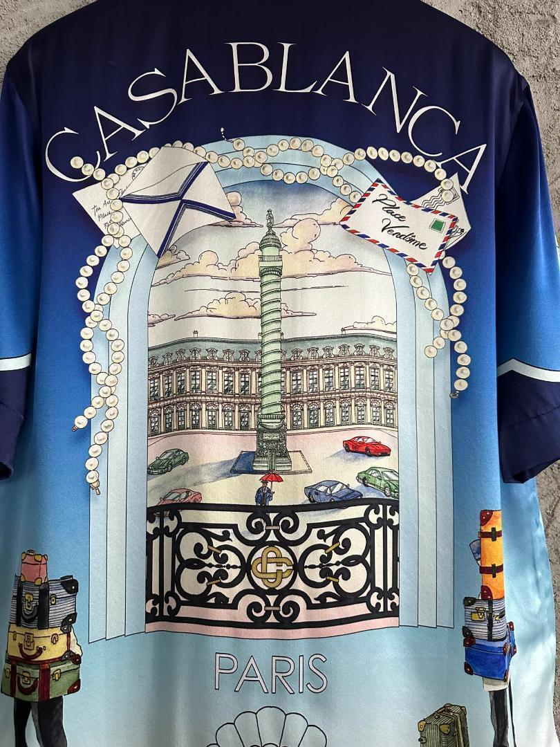CASABLANCA トライアンフコラム柄 グラデーションプリント開襟シャツ CASABLANCA トライアンフコラム柄 グラデーションプリント開襟