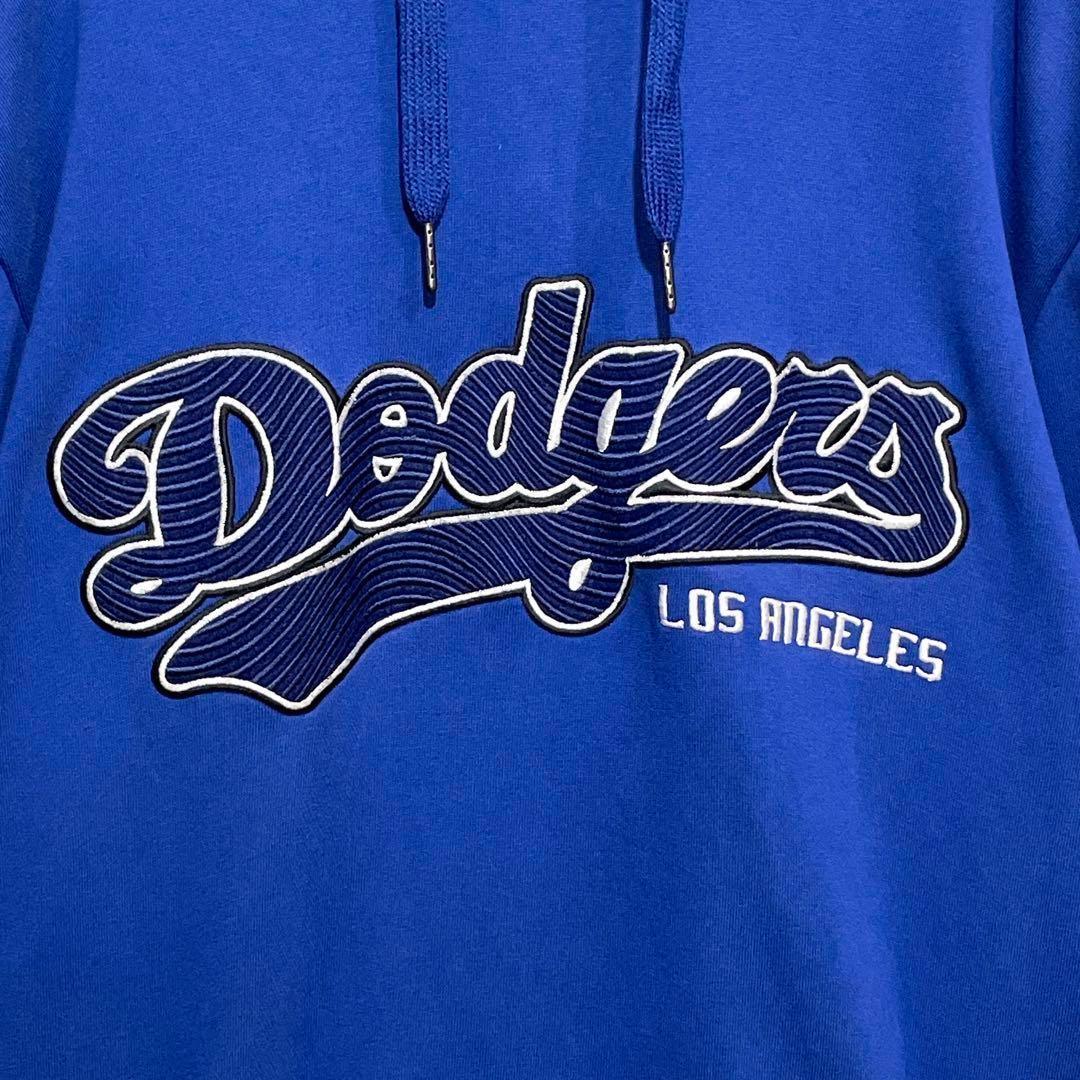 【激レア2XL】MLB LA ドジャース フーディー デカロゴ ブルー HD21
