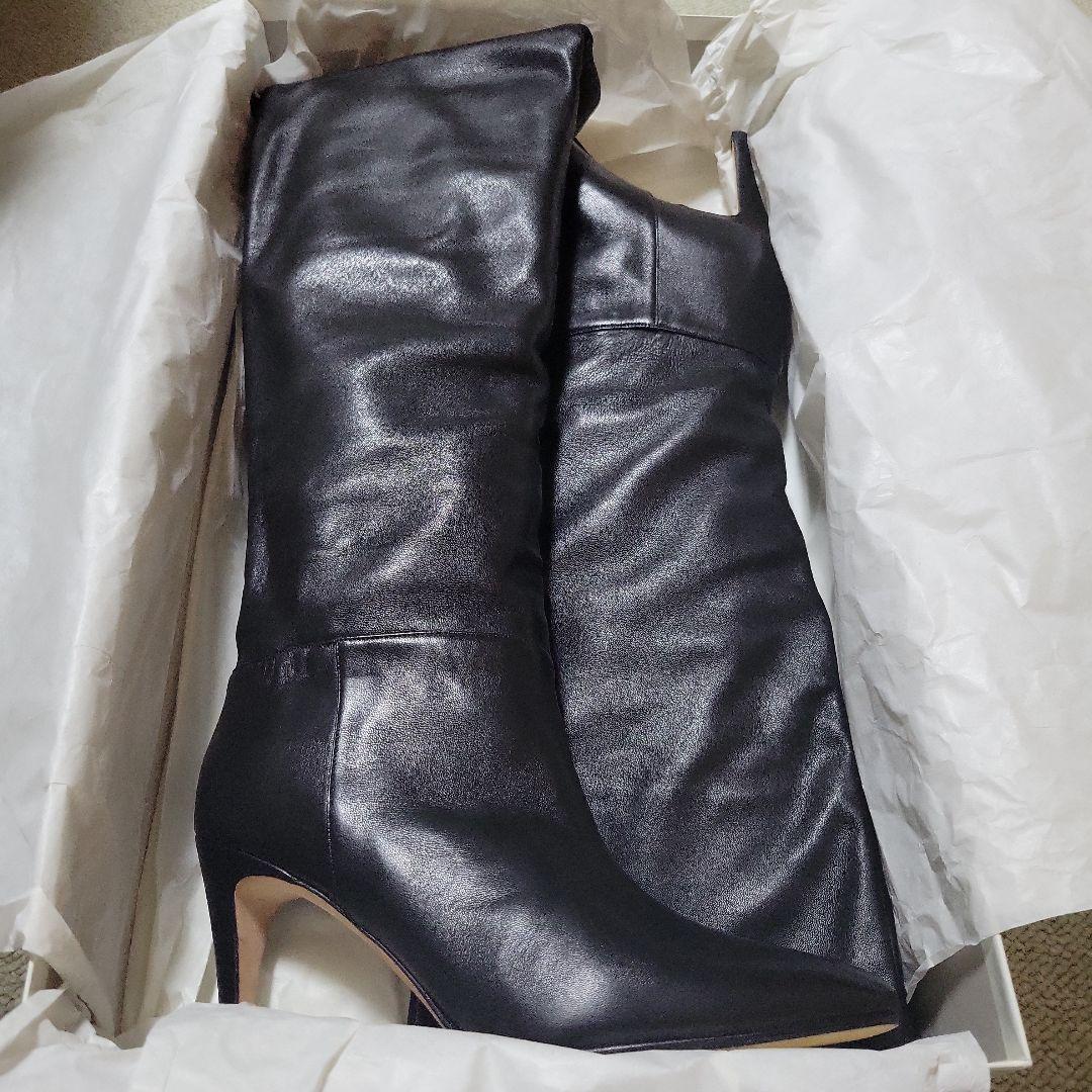 MANOLO BLAHNIK ブラックロングブーツ MANOLO BLAHNIK/マノロ ブラニク】9cm Heal Long BOOTS（ロング
