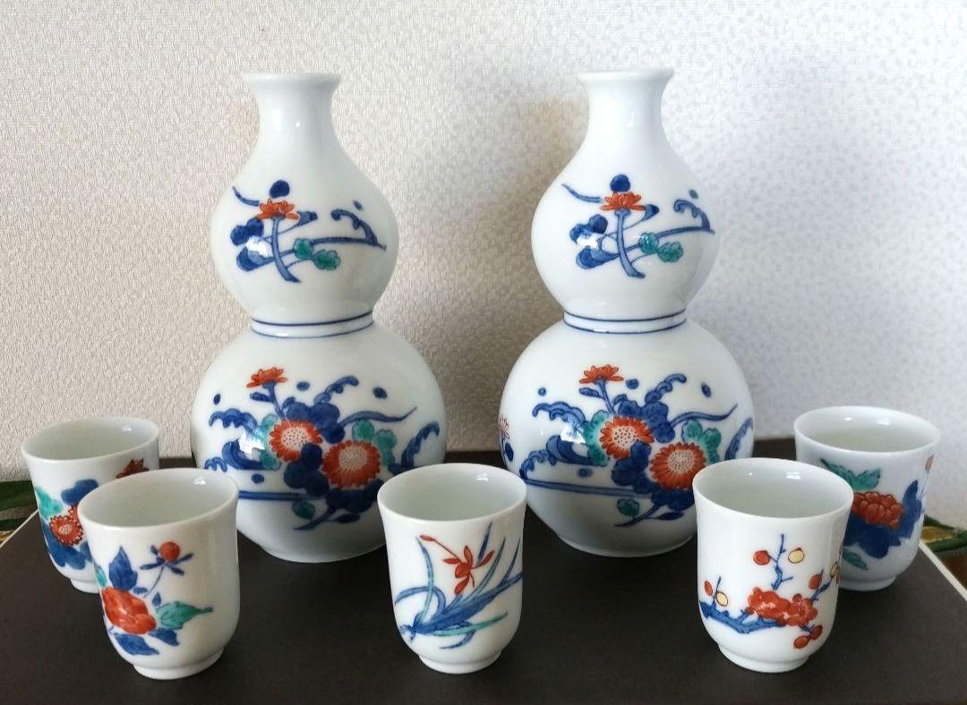 伊万里鍋島焼櫓山酒器セット