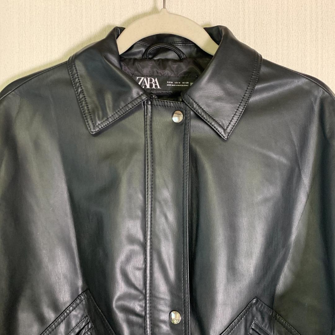 美品 ザラ ★ フェイクレザー ジャケット ブルゾン M ZARA