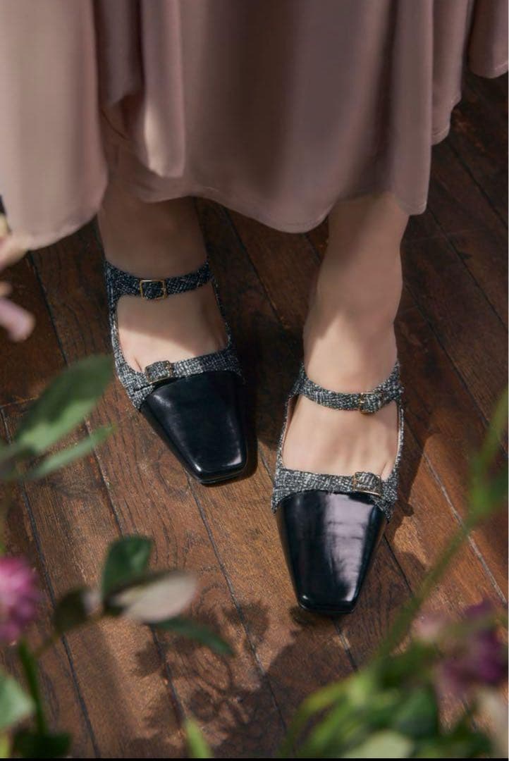 即購入◎Herlipto Mademoiselle Mulesツイード ミュール