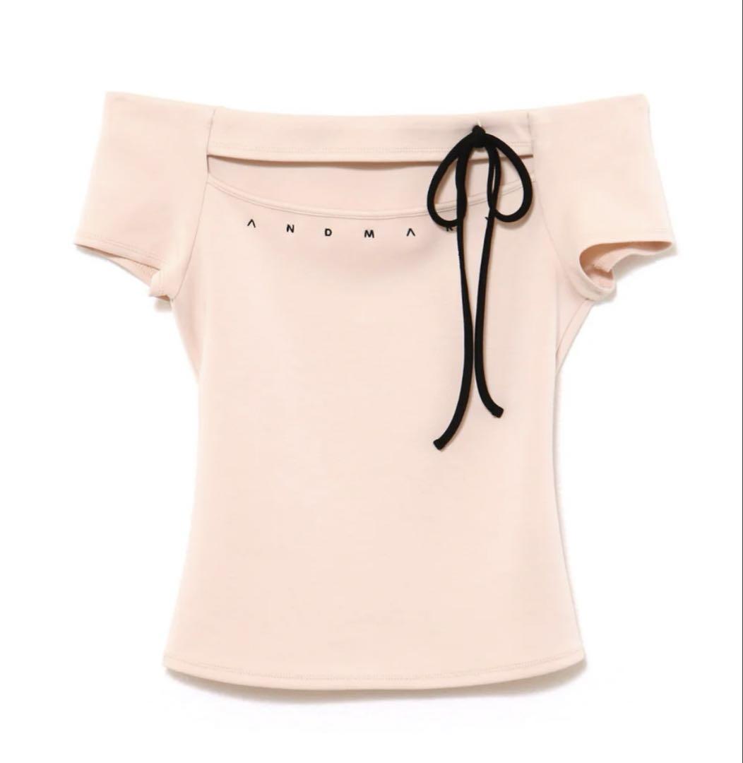 トップス andmary Dada ribbon tops pink beige