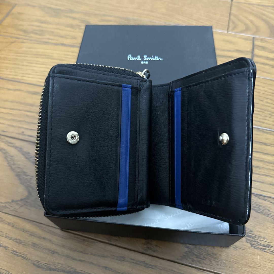 有名な高級ブランド 美品】ポールスミス ラウンド アングルストライプ 財布 小物