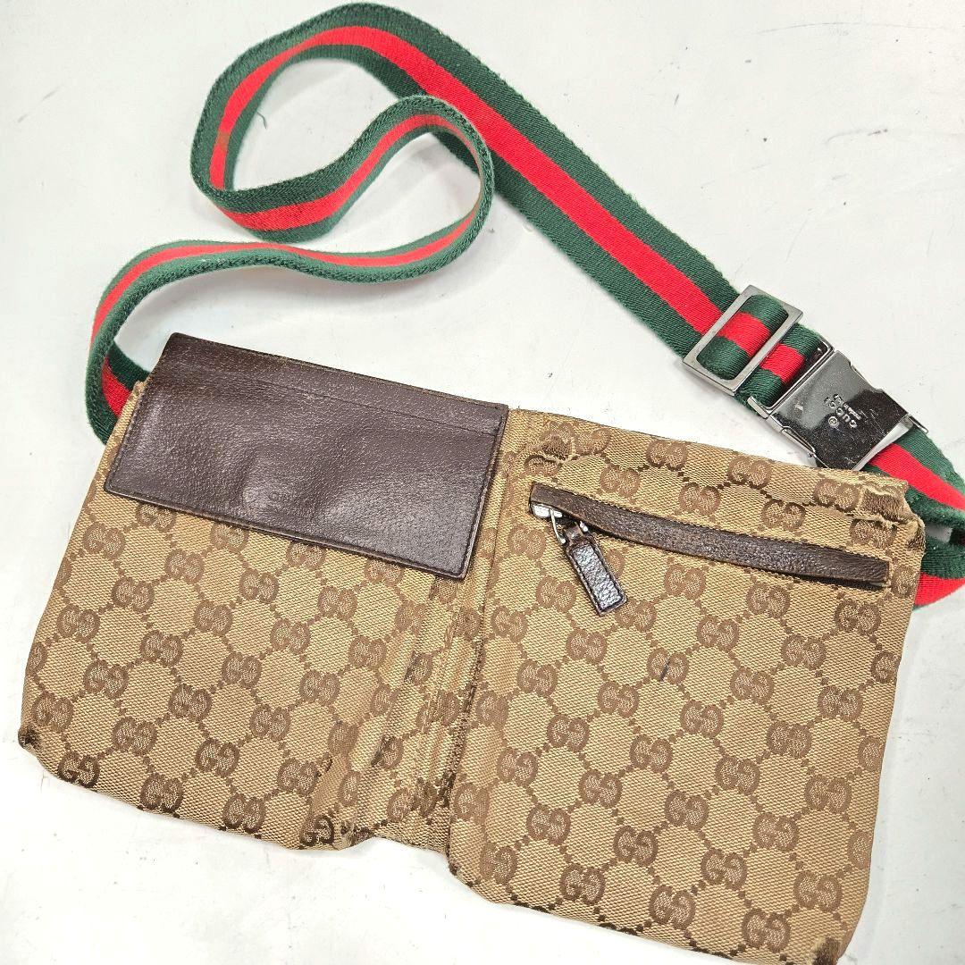 グッチ　シェリー　ボディバッグ　ウエストバッグ　GG キャンバス　レザー GUCCI】グッチ GGキャンバス 28566 ウエストバッグメンズ