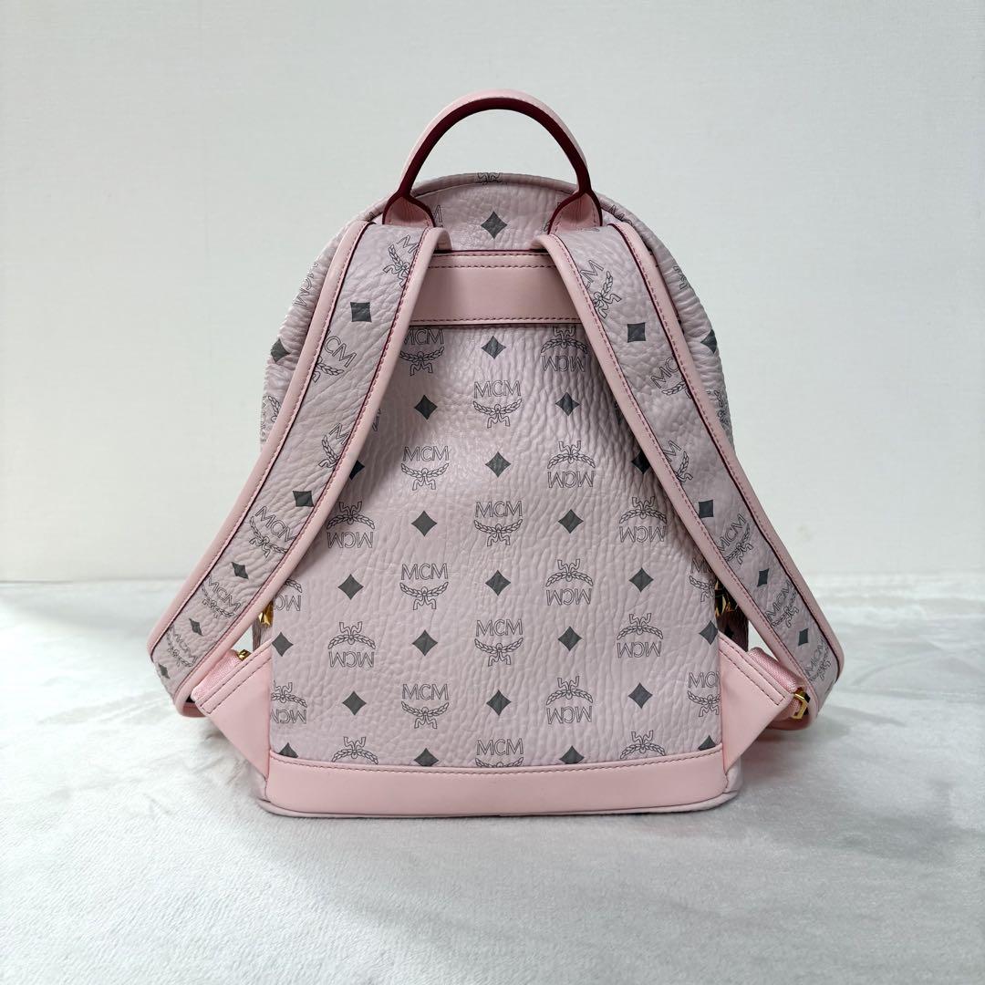 美品 MCM スタッズ バックパック リュック スモール パウダー