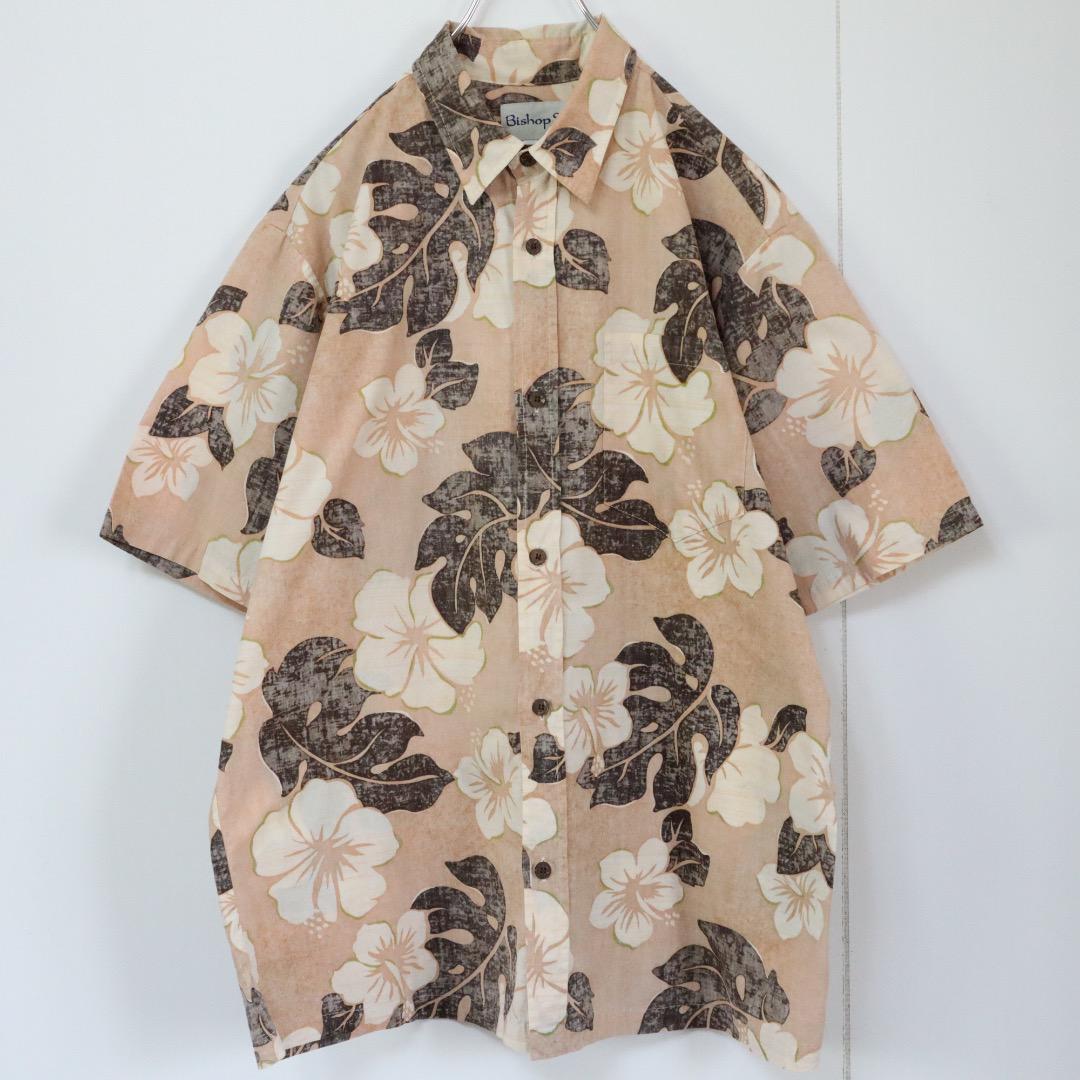 【ボタニカル柄】ビショップストリート 総柄シャツ フラワー 花柄 リーフ柄 XL