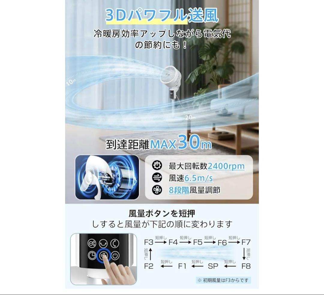 【2025新設計 & AI搭載】 サーキュレーター 扇風機 3D 自動首振り