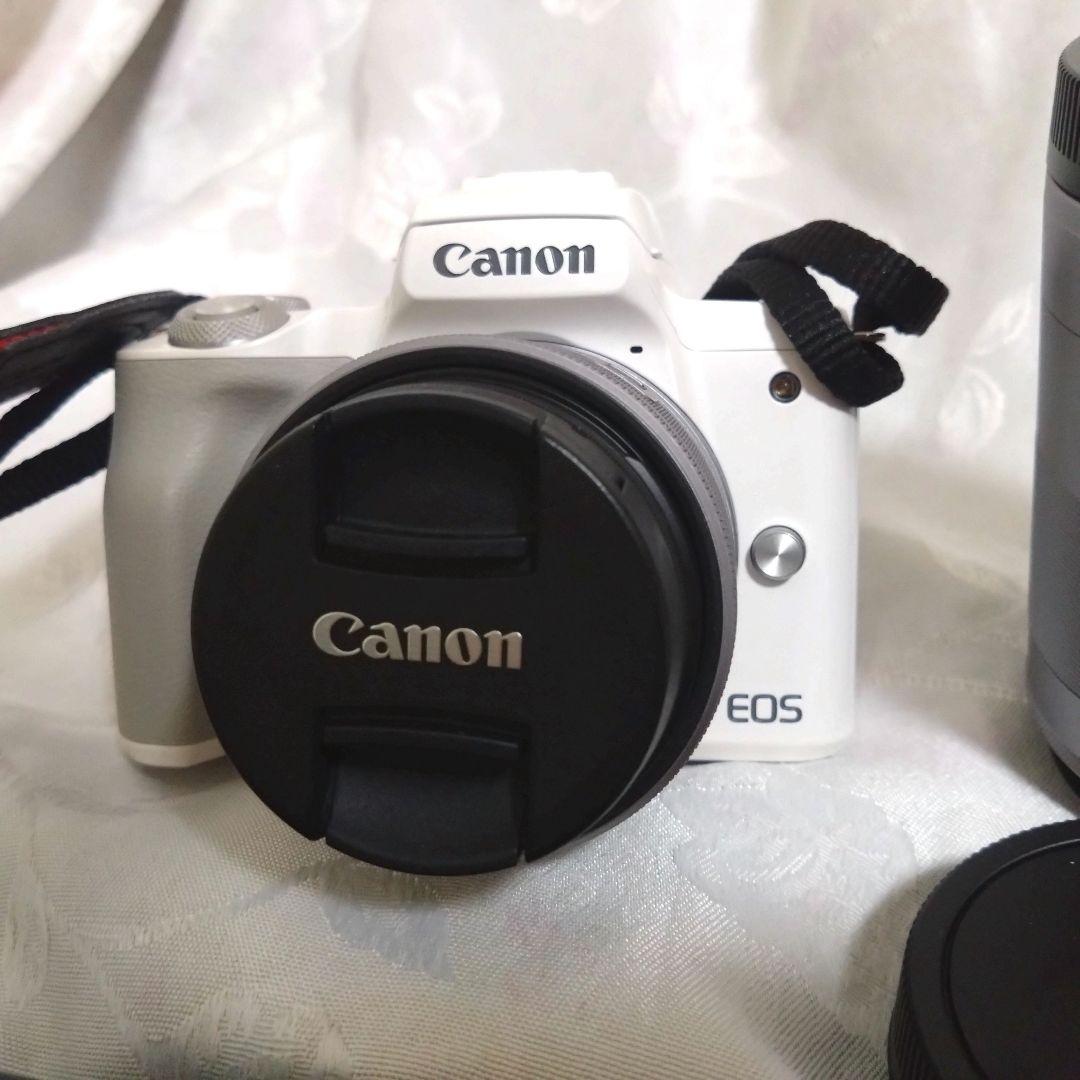 【美品】Canon EOS M ホワイト レンズ付き　キス　KISS　キャノン