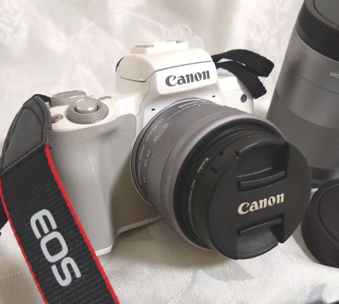 【美品】Canon EOS M ホワイト レンズ付き　キス　KISS　キャノン