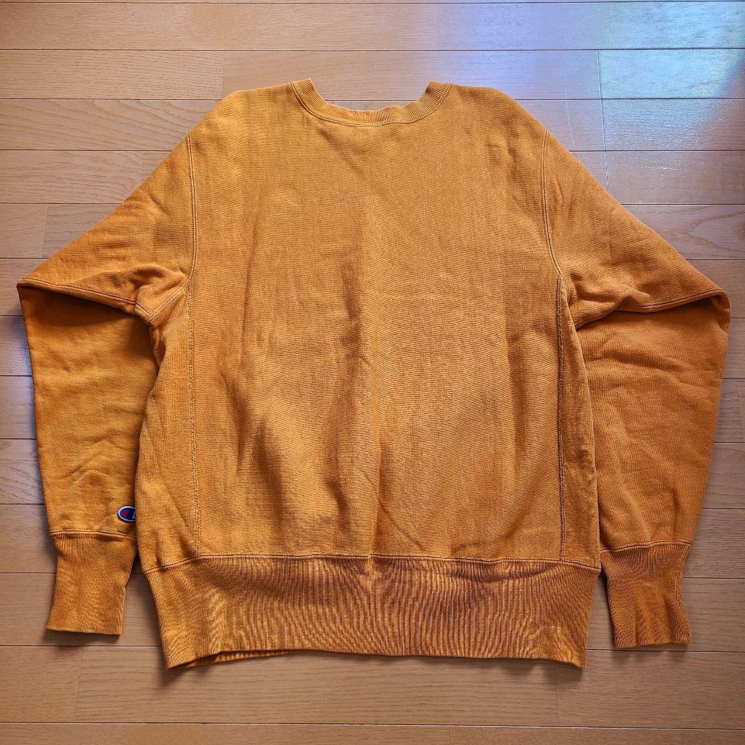 90s チャンピオン リバースウィーブ 刺繍タグ マスタード 青目 USA製 L