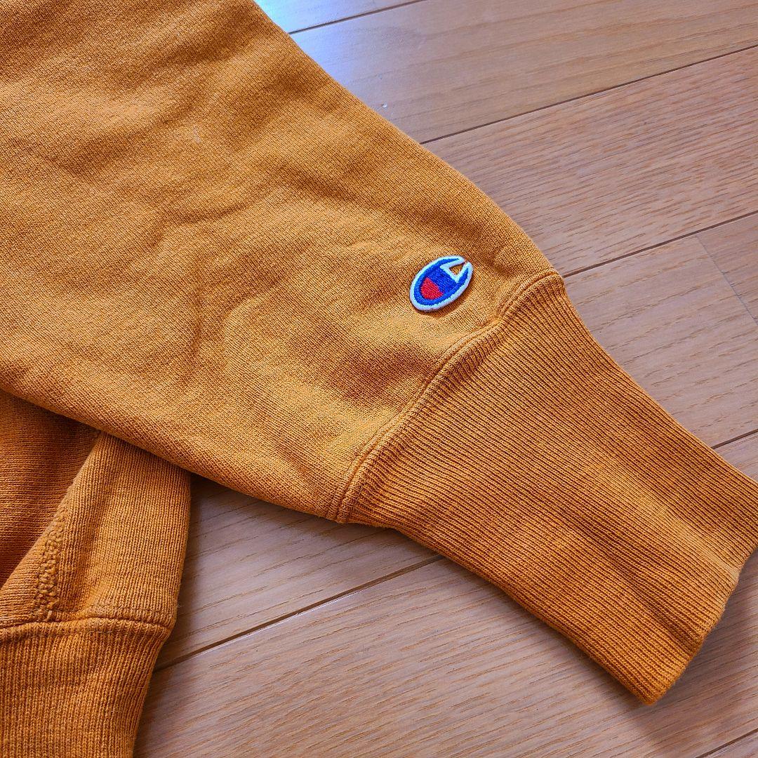 90s チャンピオン リバースウィーブ 刺繍タグ マスタード 青目 USA製 L