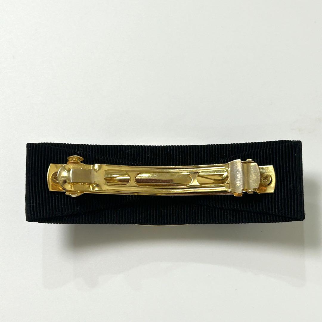 【美品】フェラガモ　ヴァラリボン　バレッタ　ブラック×ゴールド