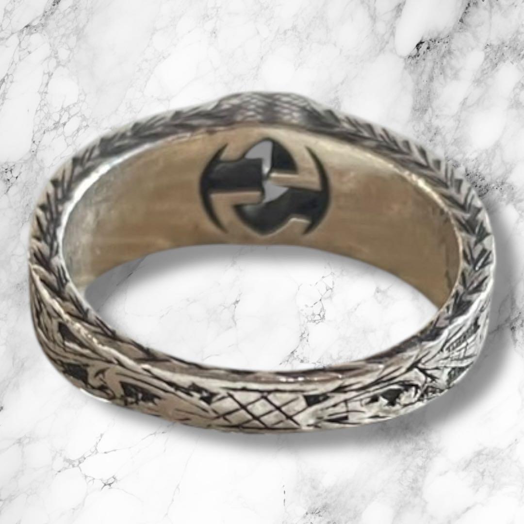 ブランド品 通販サイト 19号 シルバーリング GUCCI Ag925 イタリア製 正規品 彫刻ロゴ アクセサリー