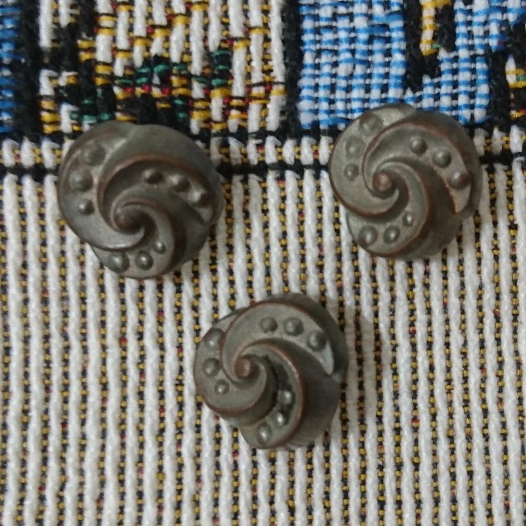 514-01 アメリカ製 アンティークメタルボタン 3個セット 12mm