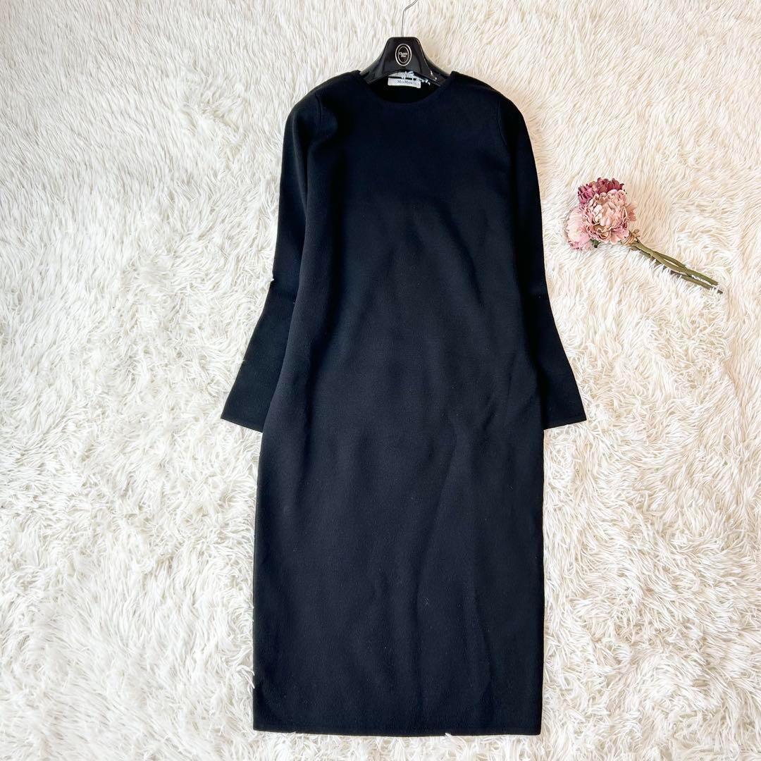 美品MaxMara 最高級 白タグ ロングニットワンピース ブラックS 画像3