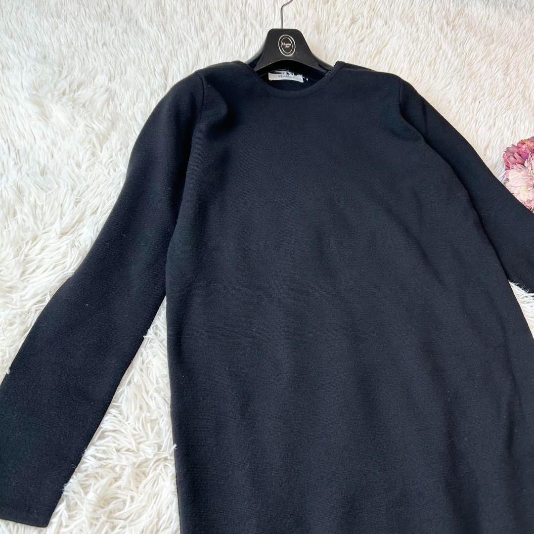 美品MaxMara 最高級 白タグ ロングニットワンピース ブラックS 画像4