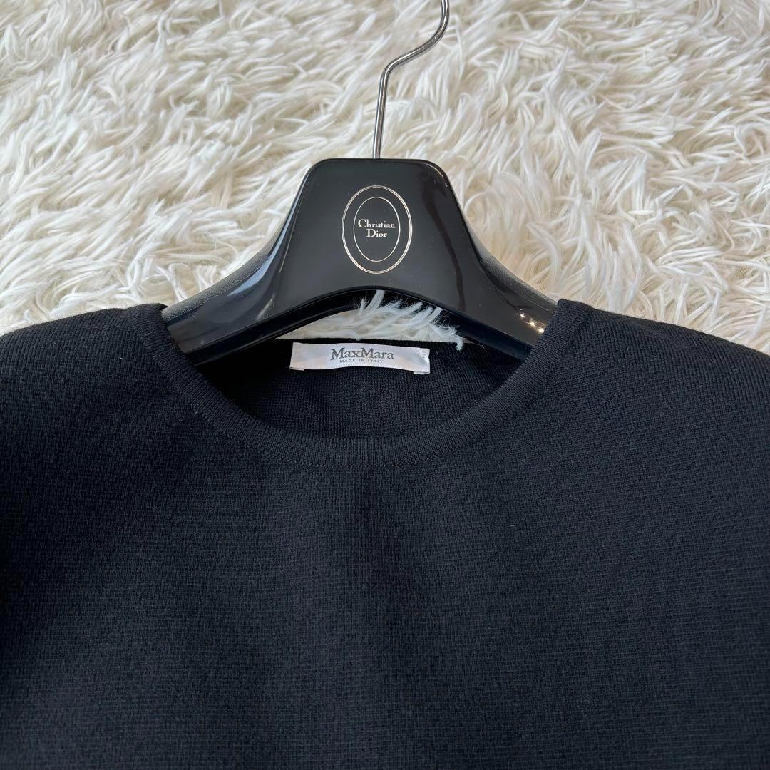 美品MaxMara 最高級 白タグ ロングニットワンピース ブラックS 画像5