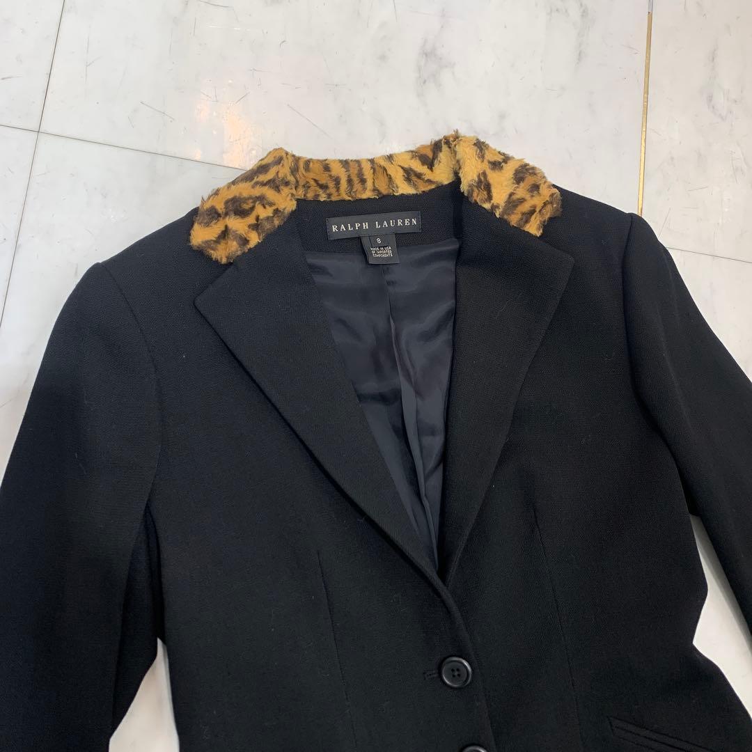 ☆ほぼ未使用☆ラルフローレン ウールジャケット ブラック レオパード