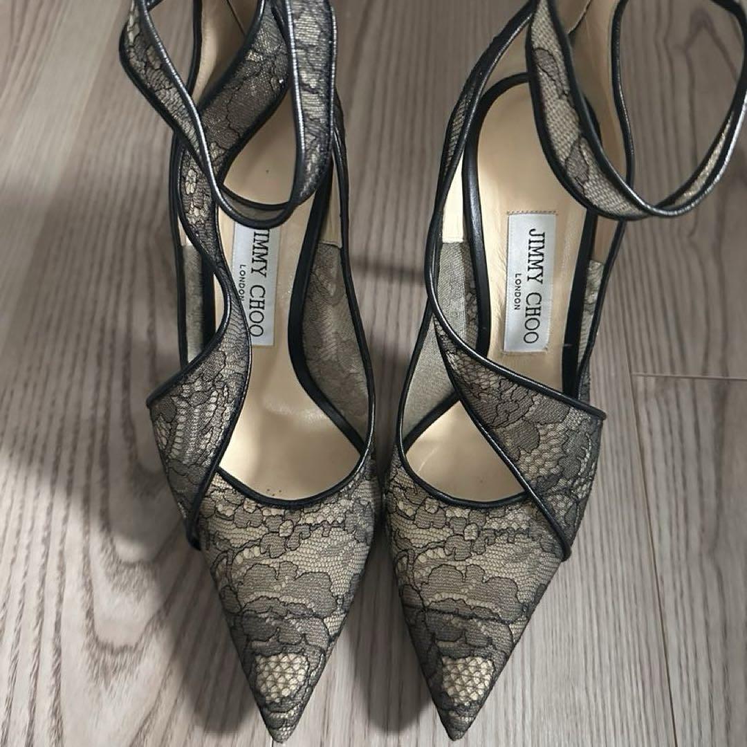 JIMMY CHOO レースパンプス 37(23.5〜24.0cm) 白