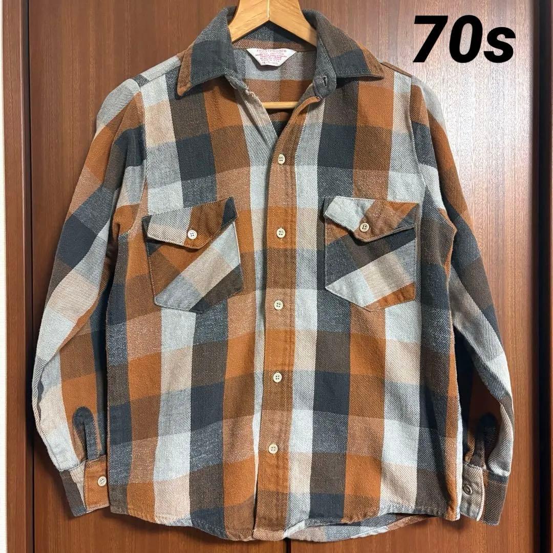 70s USA製 FROSTPROOF ブロックチェック ネルシャツ S - メルカリ