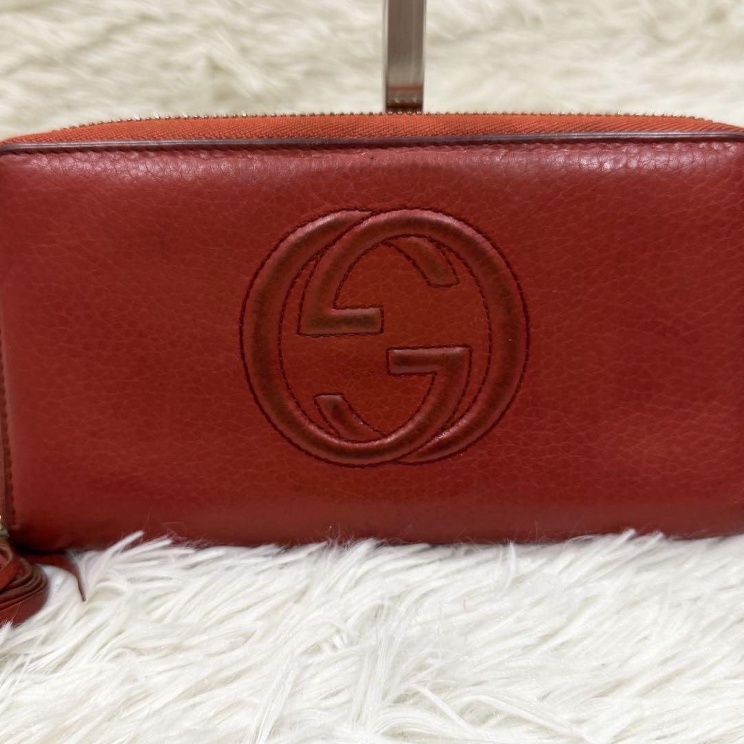 【美品✴︎】グッチ GUCCI ソーホー 長財布 レザー レッド ラウンドジップ