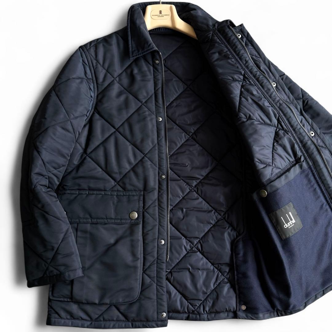 極美品 dunhill 近年モデル キルティングジャケット 中綿 コート 紺