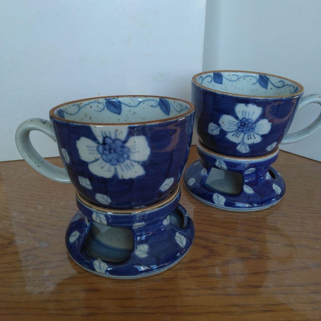 美品　変わりダネコーヒーカップペア