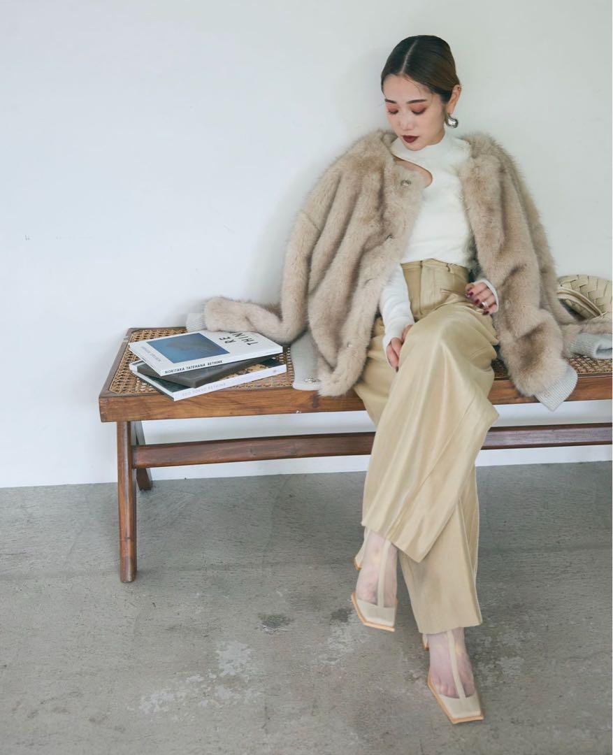 【ANDREA & Co】ツイードファージャケット andrea&co ツイードファージャケット