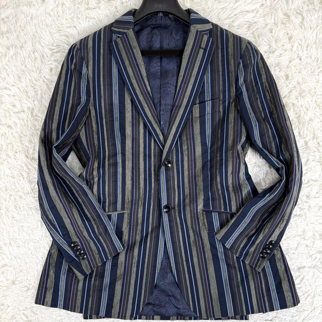 未使用級 タグ付 ETRO セットアップ ストライプ テーラードジャケット 50