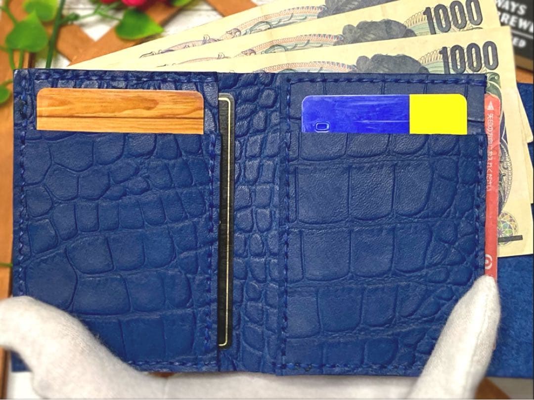 感× 大人オシャレながま口付き総本革ミニ財布 ネイビークロコ柄 NEXPOTALLINN_EU