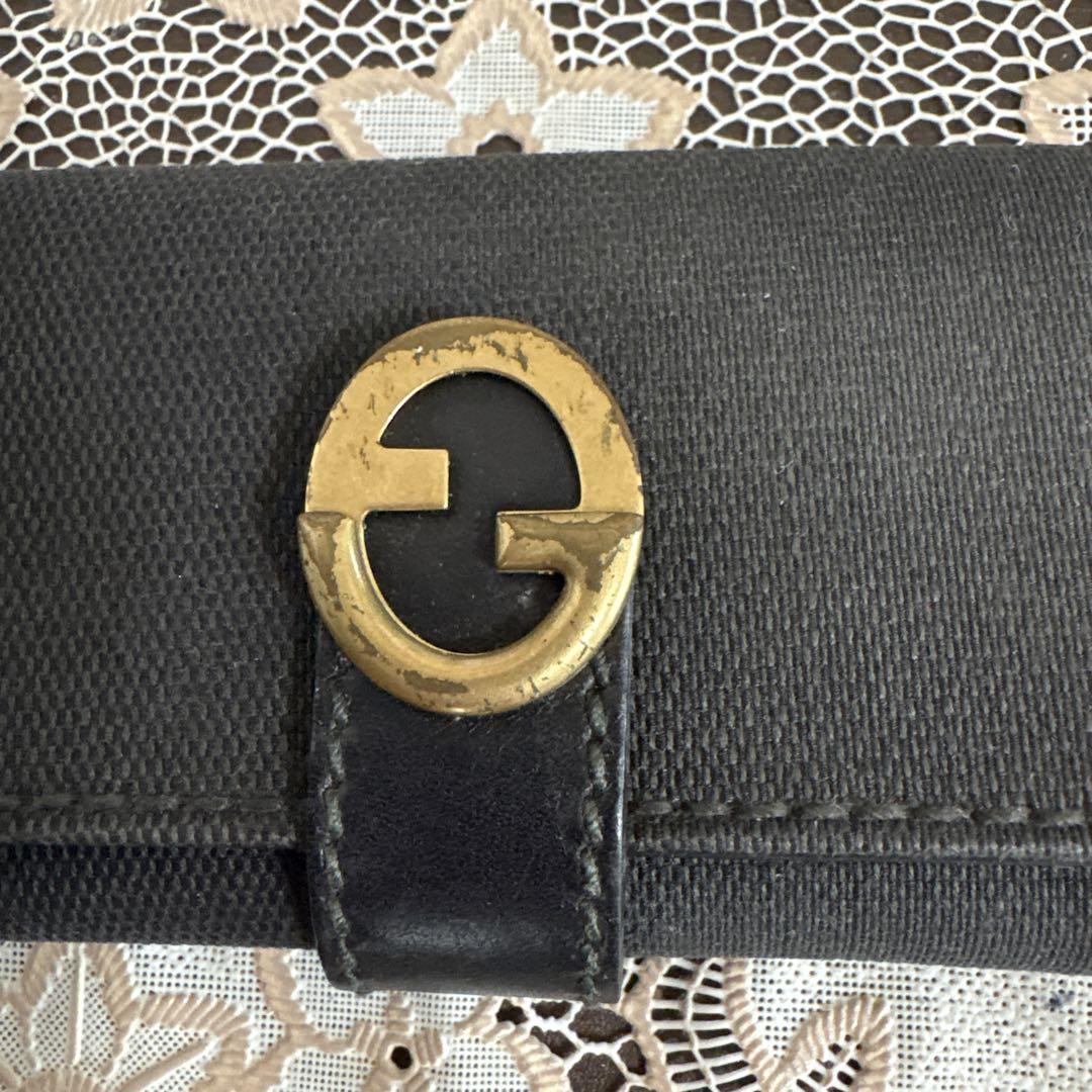 GUCCIブラックキャンバスレザーキーケース