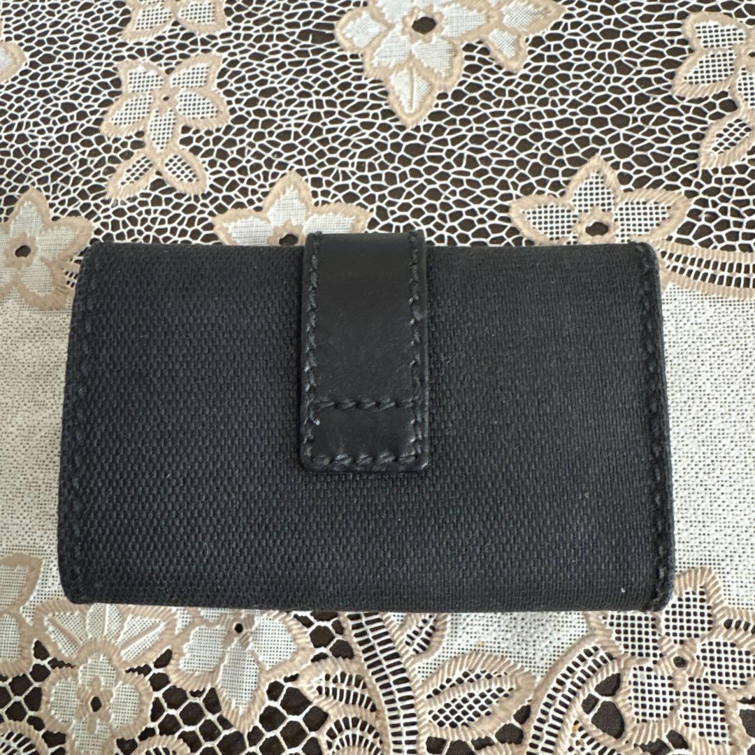 GUCCIブラックキャンバスレザーキーケース