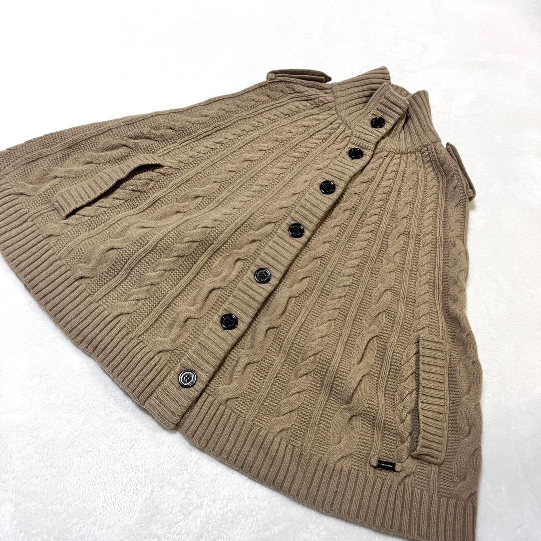 バーバリーロンドン ニットポンチョ ニットケープ カシミヤ混 ケーブル