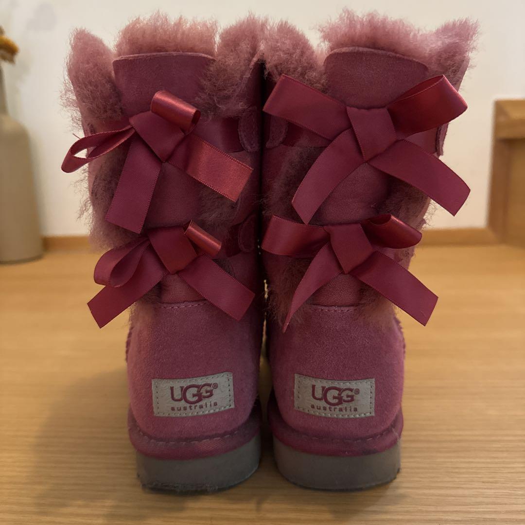 【調査美品】UGG ロングブーツ ピンクリボン 23.0cm