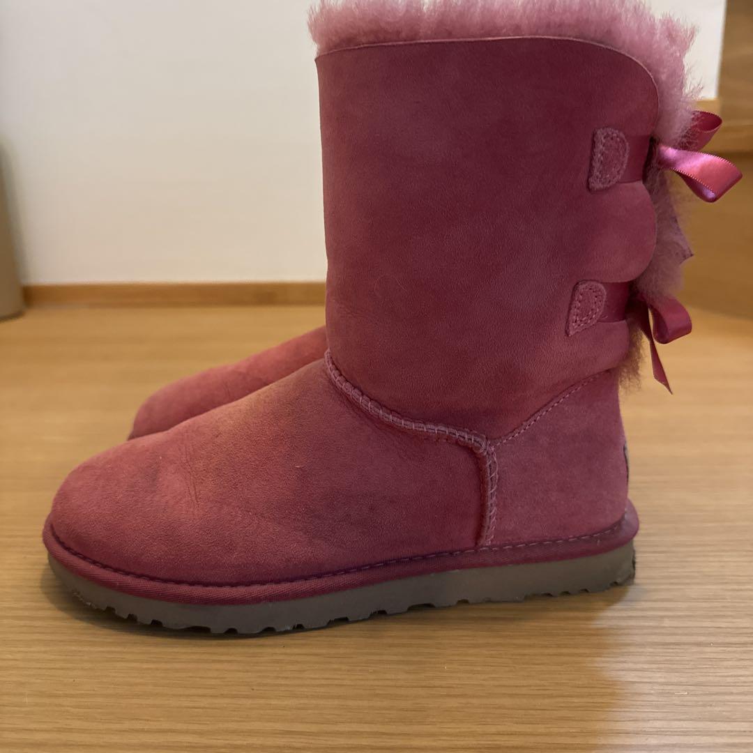 【調査美品】UGG ロングブーツ ピンクリボン 23.0cm