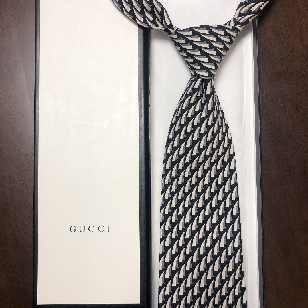 ブランドシ 極美品 ネクタイ 白黒 パターン柄 JBcXF-m62919318728 GUCCI グッチ きません